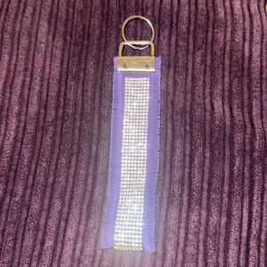 Frayed Rhinestone Wristlet Keychain